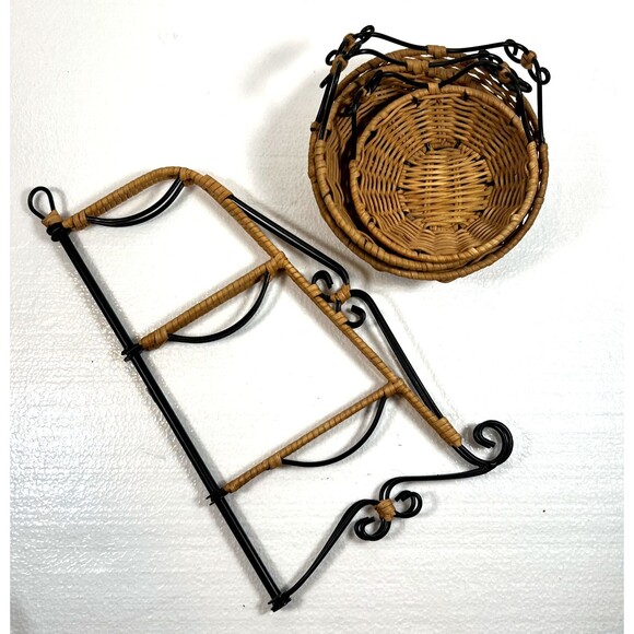 Princess House Casual Home 3-Tier Basket Set Pavillion Nested Bowls Rattan - Picture 7 of 7